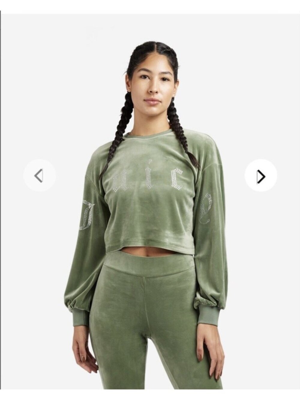 Juicy Couture Velour Crew Top&legging Tracksuit Ballon sleeves  Size Large